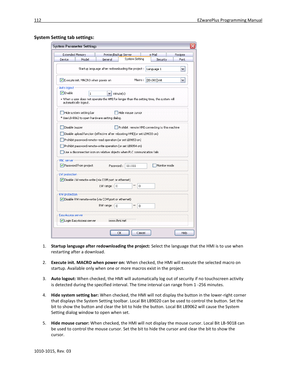 System setting tab settings | Maple Systems 5000HD Series User Manual | Page 118 / 264