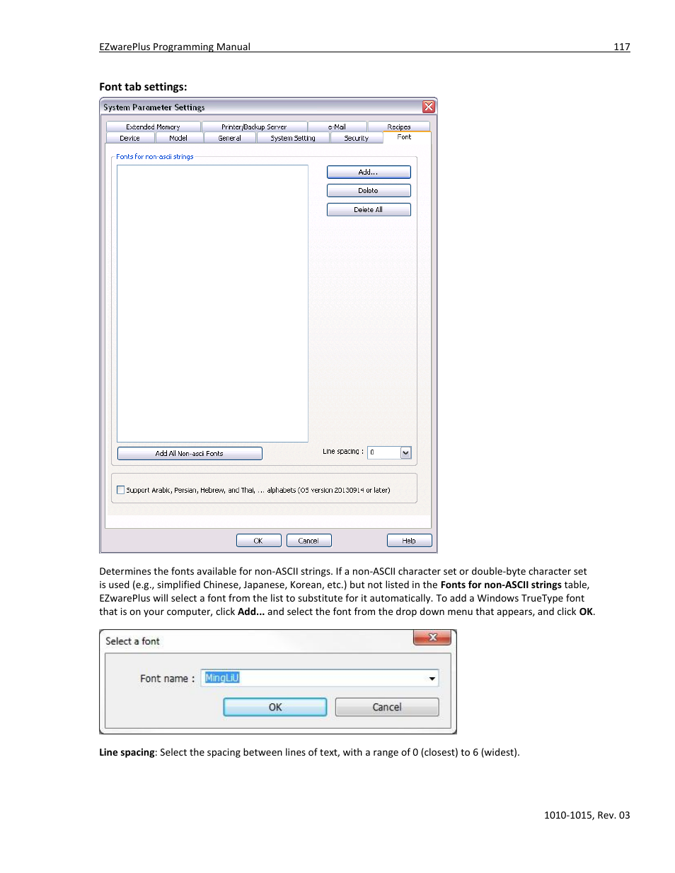 Font tab settings | Maple Systems 5000HD Series User Manual | Page 123 / 264