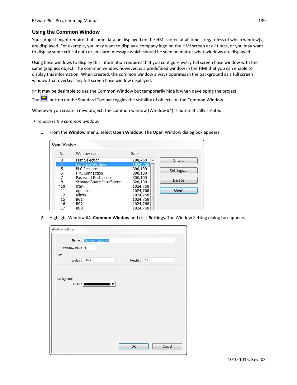 Using the common window | Maple Systems 5000HD Series User Manual | Page 145 / 264