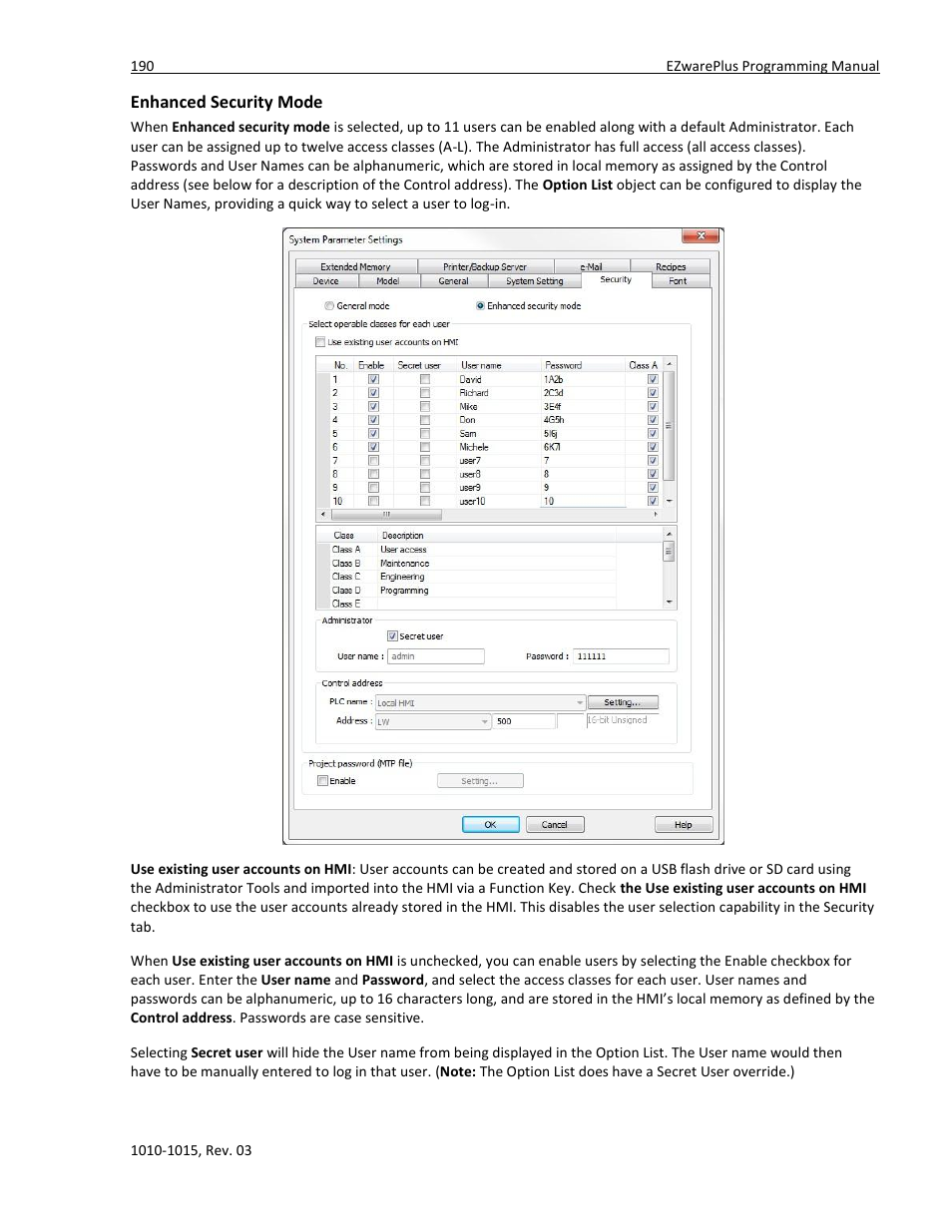 Enhanced security mode | Maple Systems 5000HD Series User Manual | Page 196 / 264