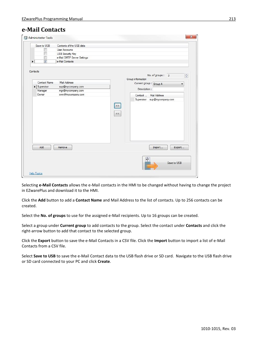 E-mail contacts | Maple Systems 5000HD Series User Manual | Page 219 / 264