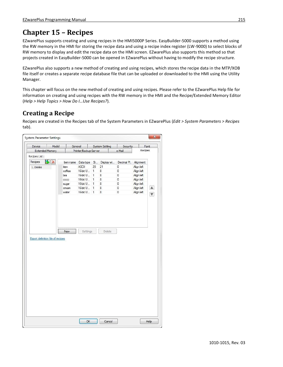 Chapter 15 – recipes, Creating a recipe | Maple Systems 5000HD Series User Manual | Page 221 / 264