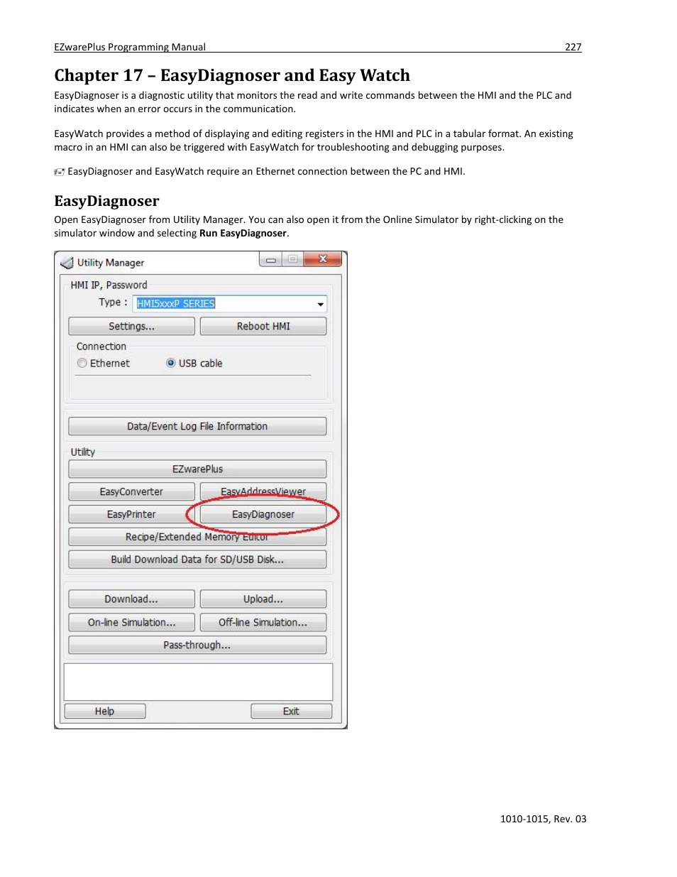 Chapter 17 – easydiagnoser and easy watch, Easydiagnoser | Maple Systems 5000HD Series User Manual | Page 233 / 264