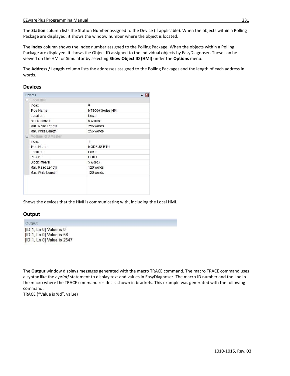 Devices, Output | Maple Systems 5000HD Series User Manual | Page 237 / 264