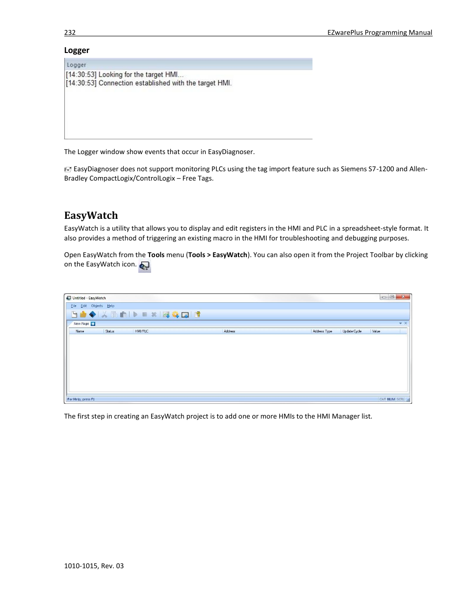 Logger, Easywatch | Maple Systems 5000HD Series User Manual | Page 238 / 264