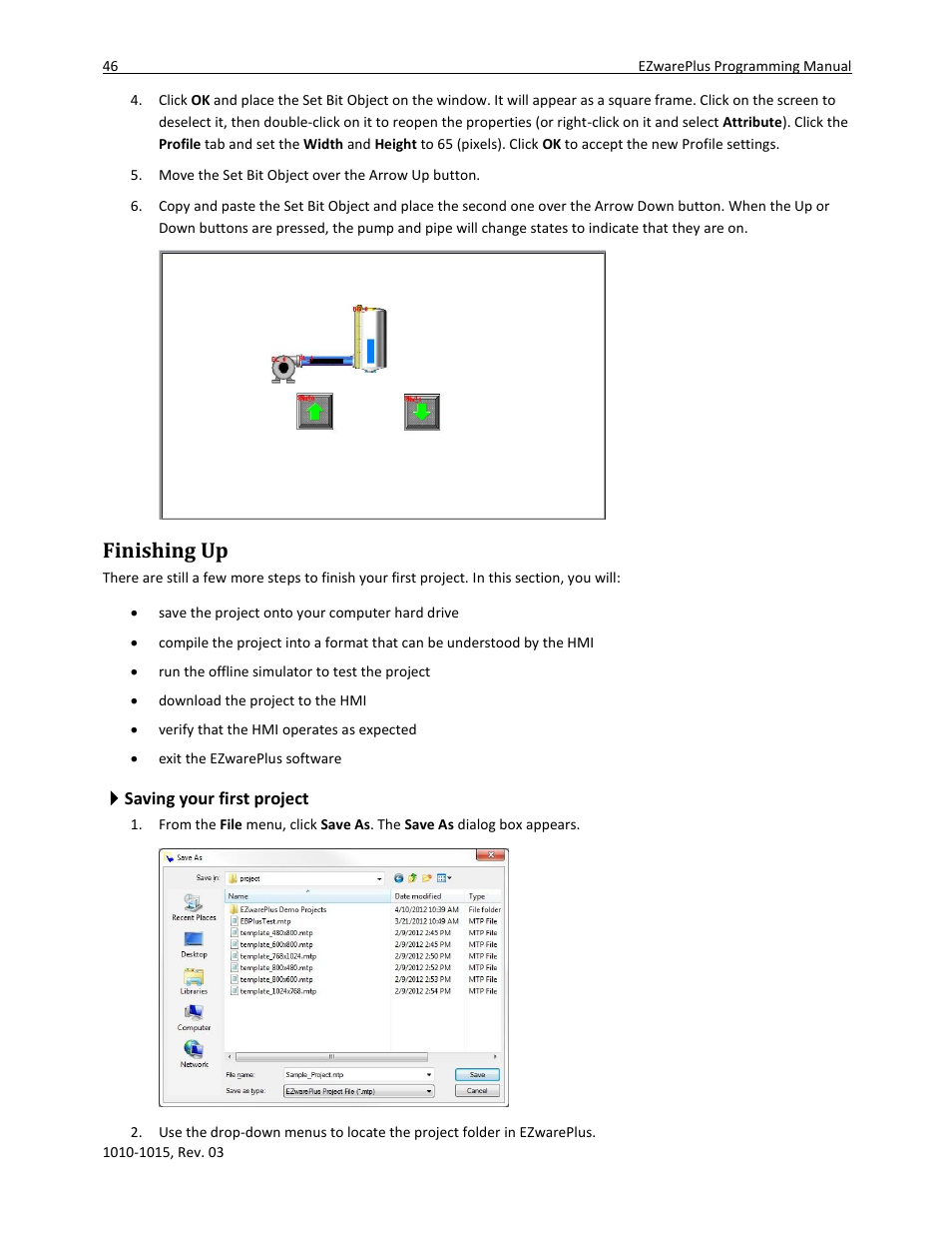 Finishing up, Saving your first project | Maple Systems 5000HD Series User Manual | Page 52 / 264