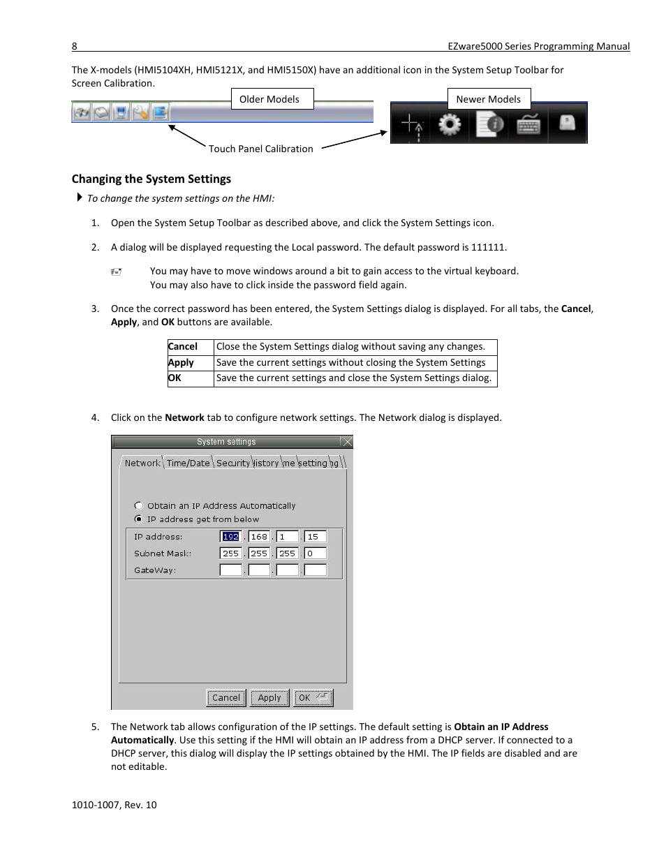 Changing the system settings | Maple Systems HMI5000 Series User Manual | Page 14 / 202