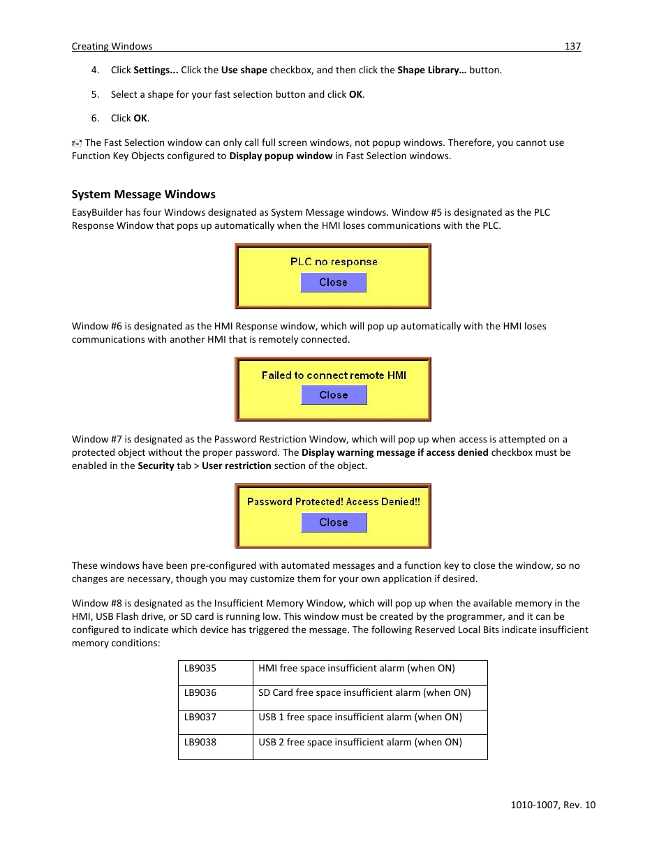 System message windows | Maple Systems HMI5000 Series User Manual | Page 143 / 202