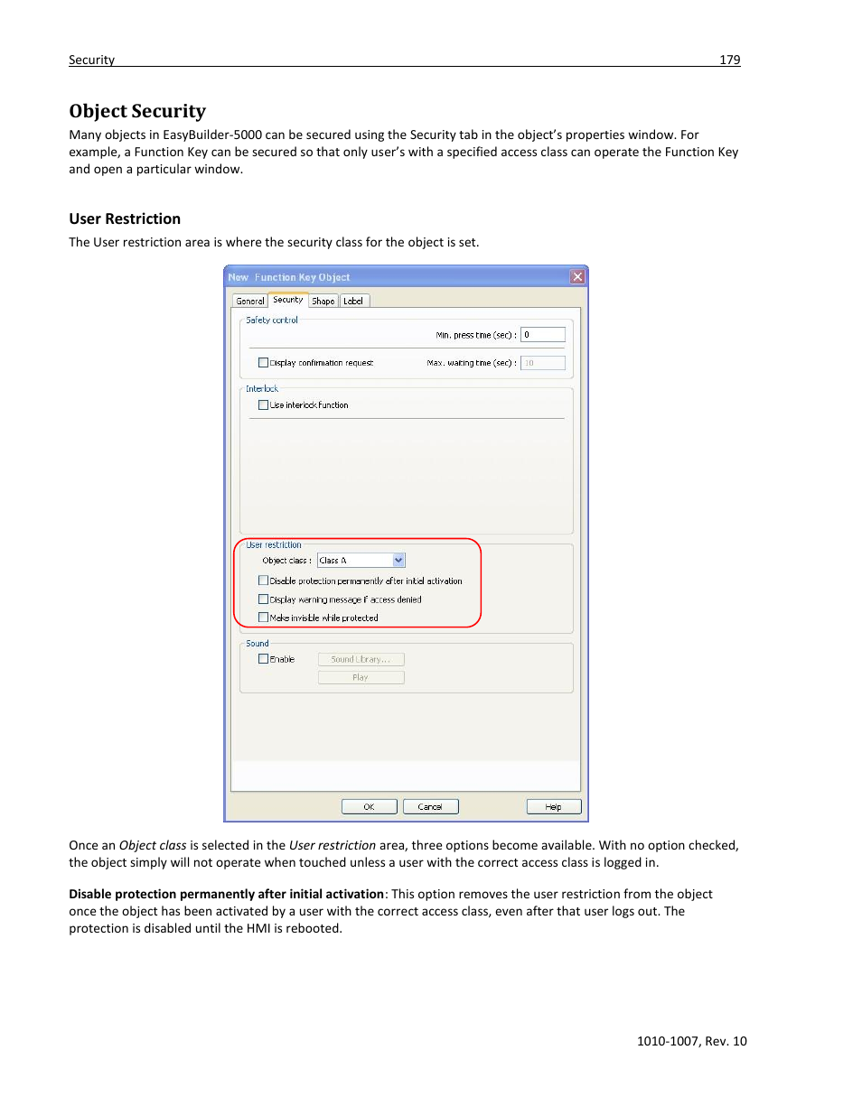 Object security, User restriction | Maple Systems HMI5000 Series User Manual | Page 185 / 202