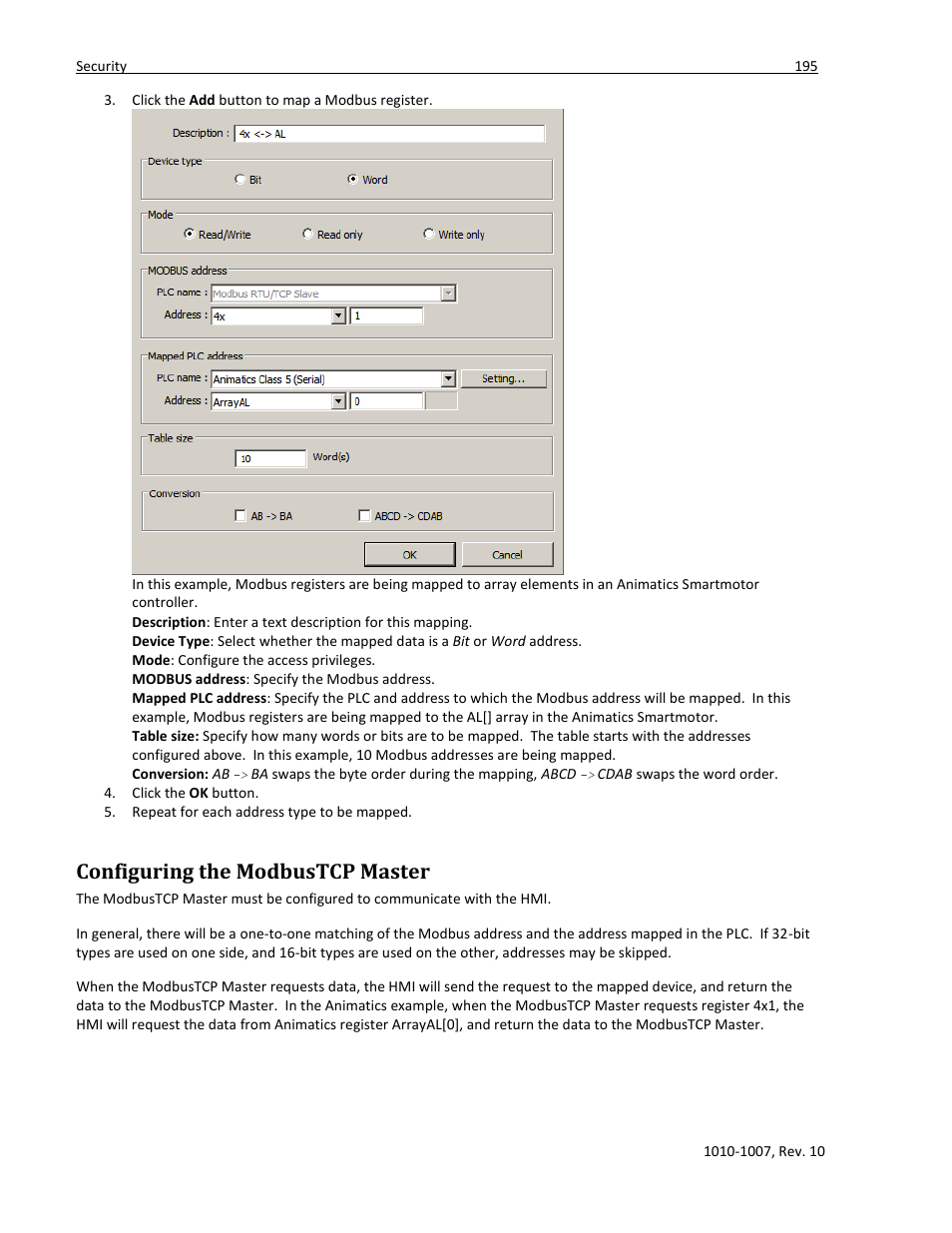 Configuring the modbustcp master | Maple Systems HMI5000 Series User Manual | Page 201 / 202