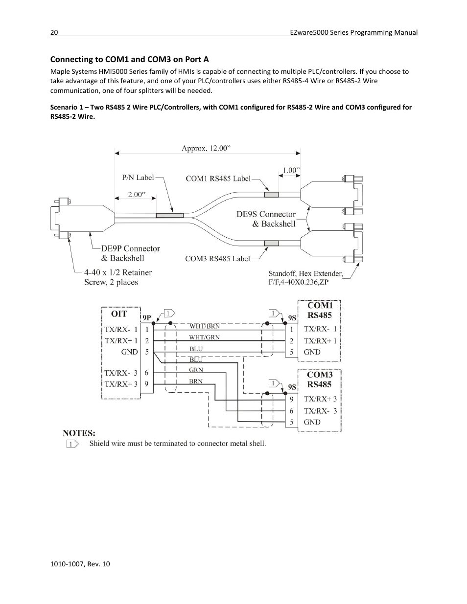 Connecting to com1 and com3 on port a | Maple Systems HMI5000 Series User Manual | Page 26 / 202