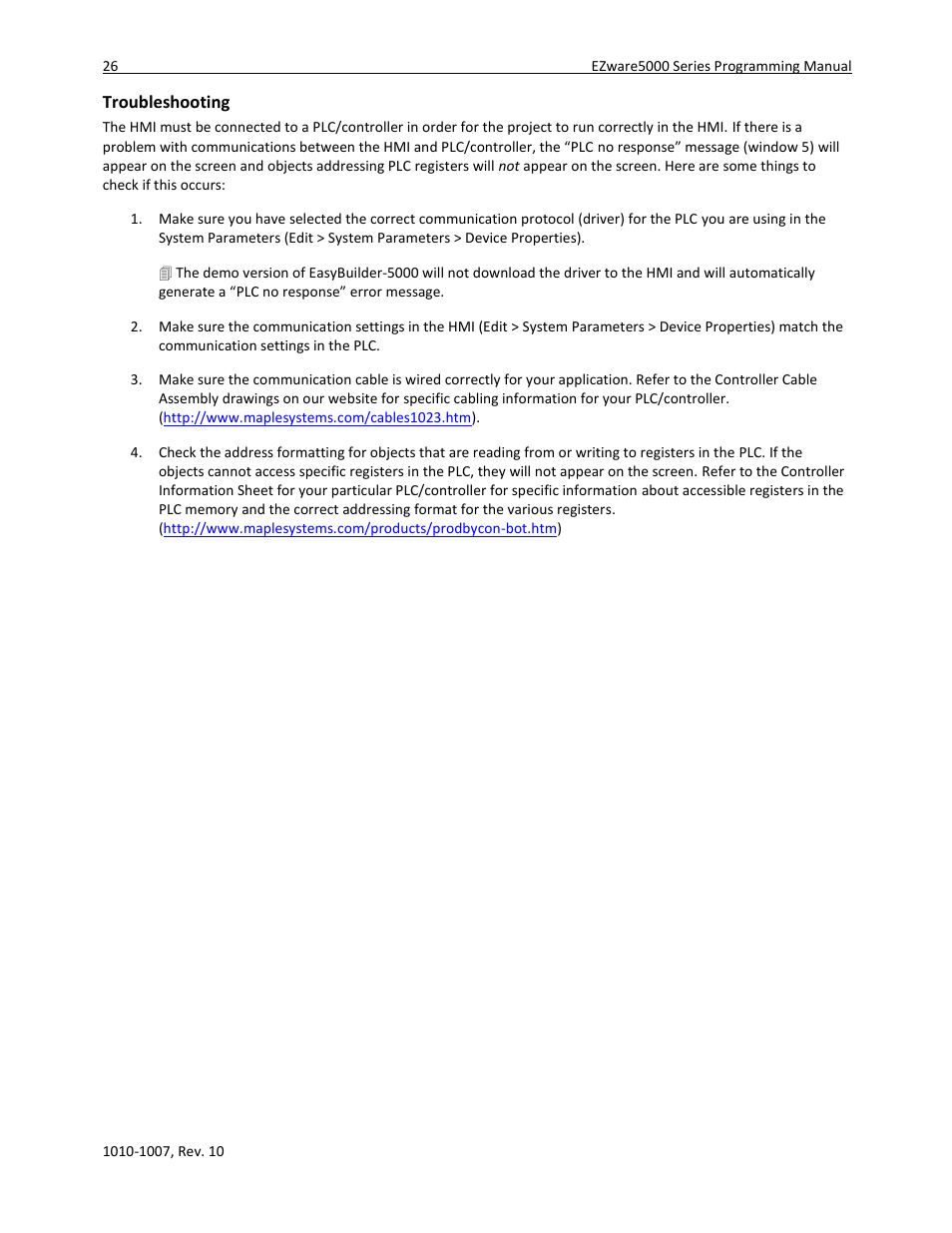 Troubleshooting | Maple Systems HMI5000 Series User Manual | Page 32 / 202