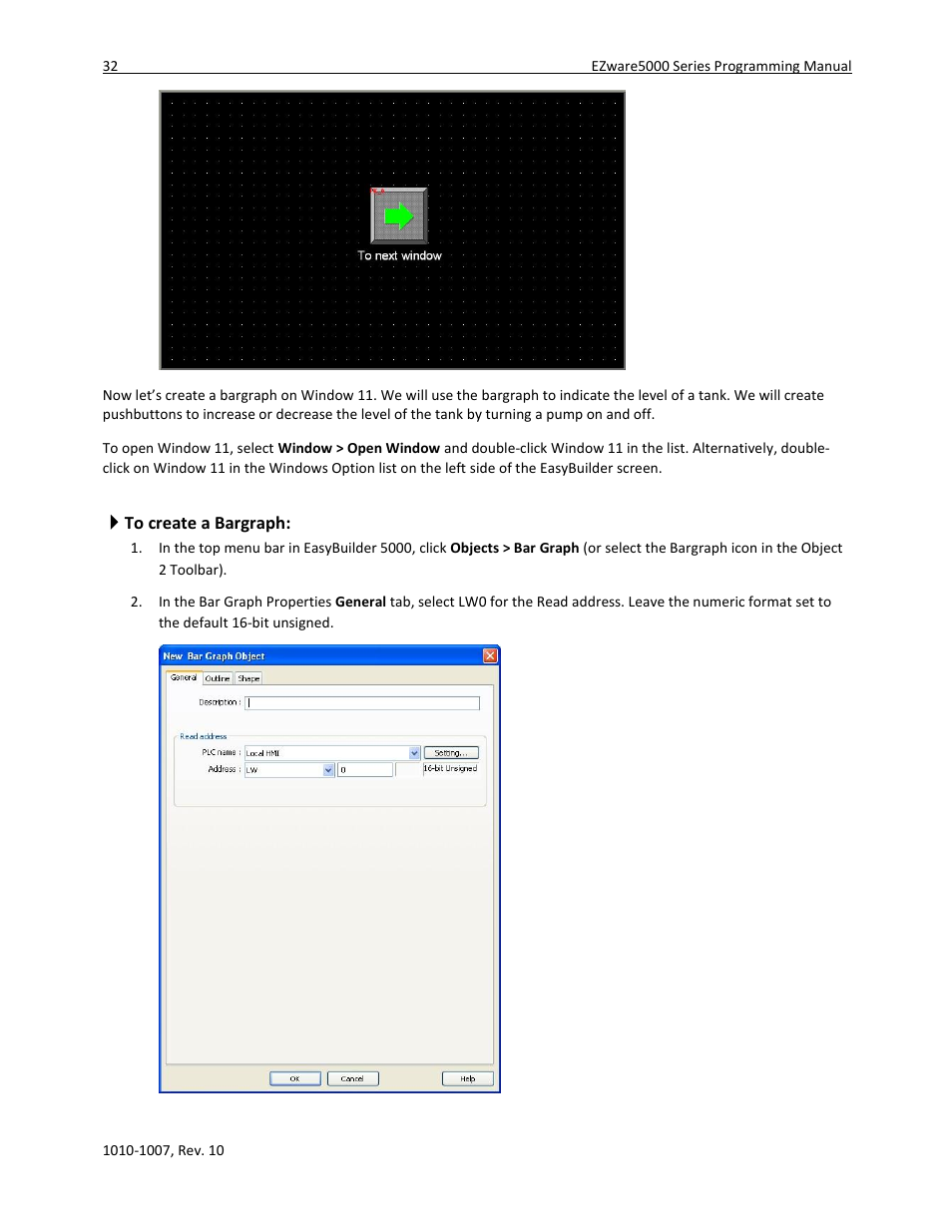 To create a bargraph | Maple Systems HMI5000 Series User Manual | Page 38 / 202
