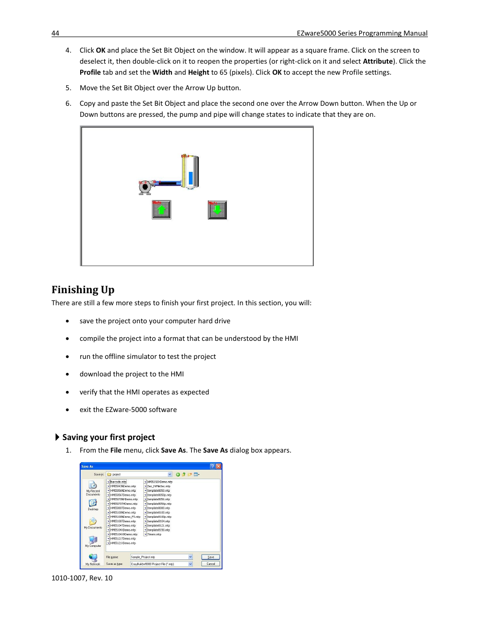 Finishing up, Saving your first project | Maple Systems HMI5000 Series User Manual | Page 50 / 202