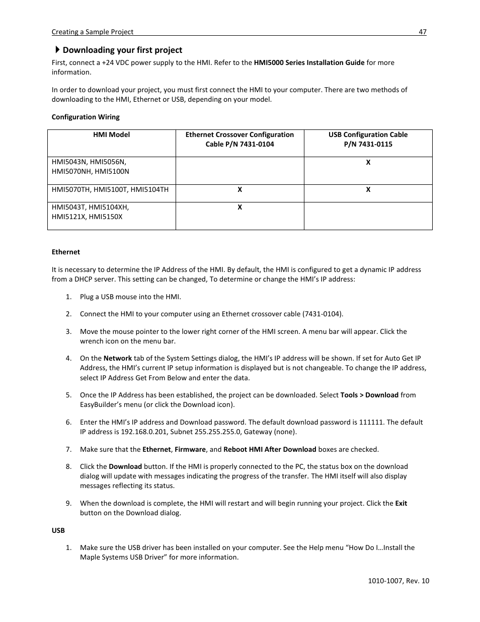 Downloading your first project | Maple Systems HMI5000 Series User Manual | Page 53 / 202