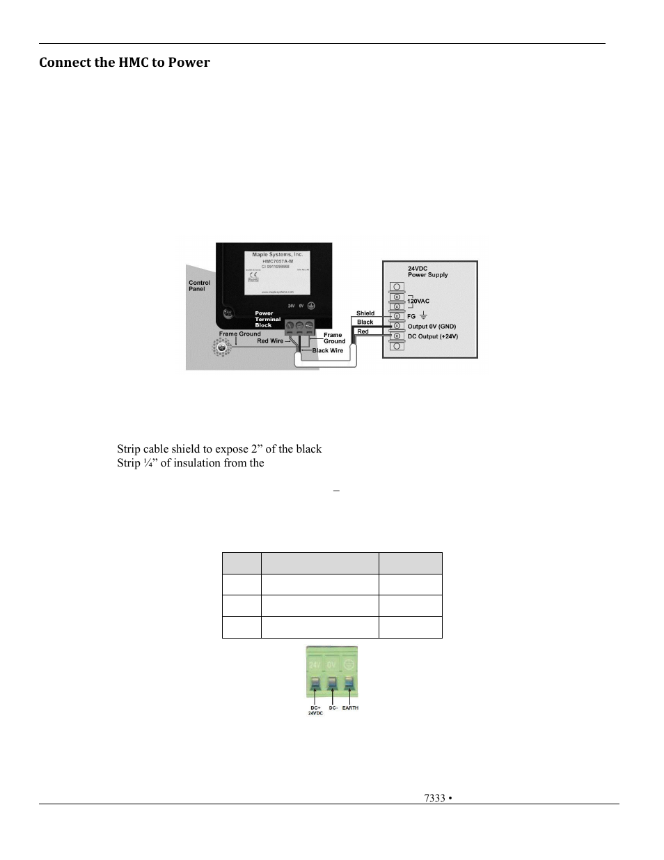 Connect the hmc to power | Maple Systems HMC7000 Series User Manual | Page 15 / 27