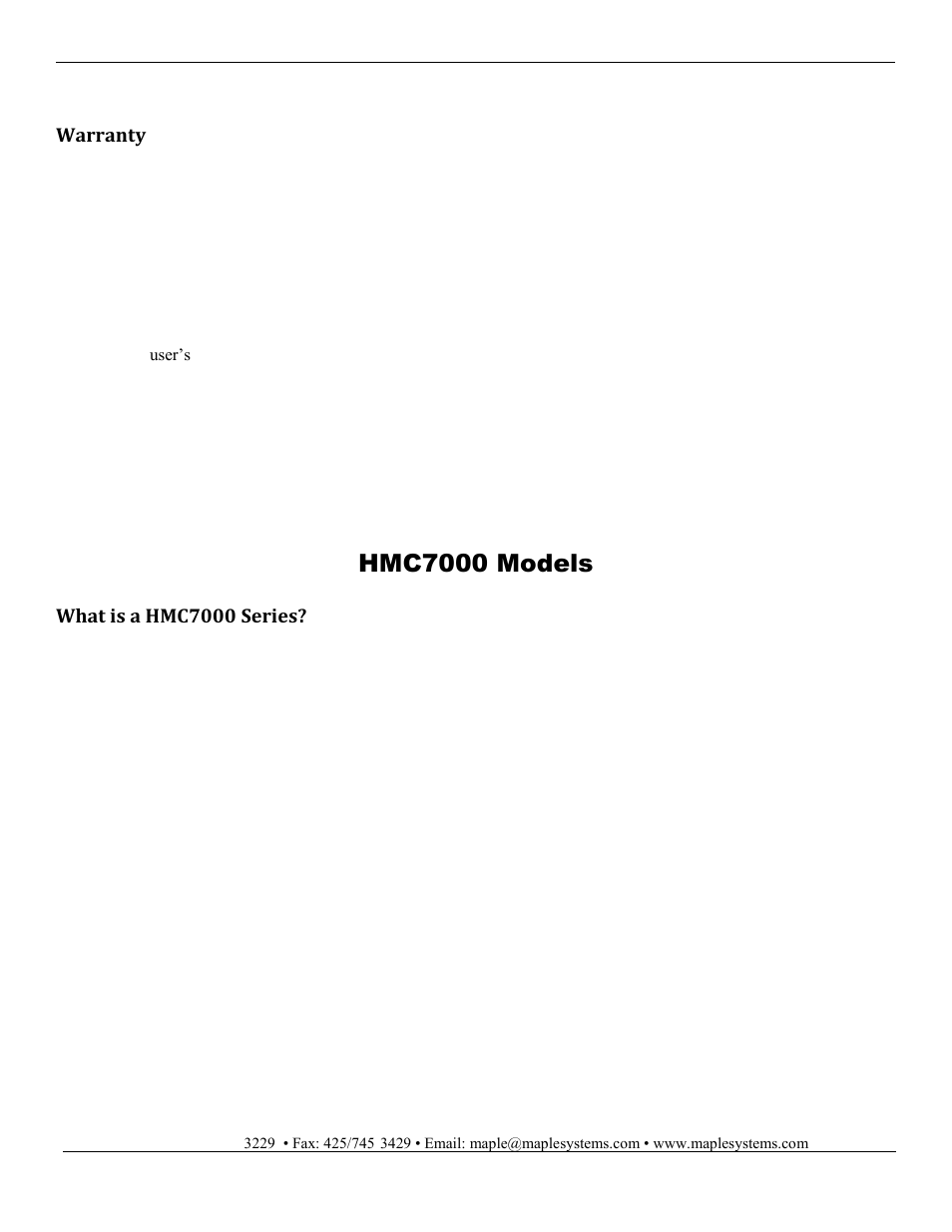 Hmc7000 models, Warranty, What is a hmc7000 series | Maple Systems HMC7000 Series User Manual | Page 4 / 27