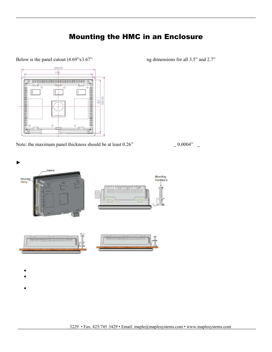Mounting the hmc in an enclosure | Maple Systems HMC7000 Series User Manual | Page 8 / 27