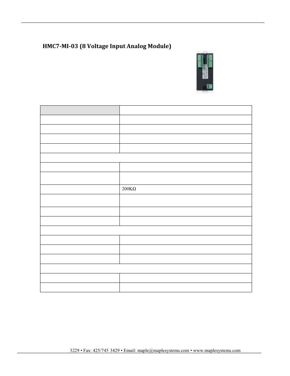 Hmc7-mi-03, Hmc7-mi-03 (8 voltage input analog module) | Maple Systems HMC7000 Series User Manual | Page 8 / 82