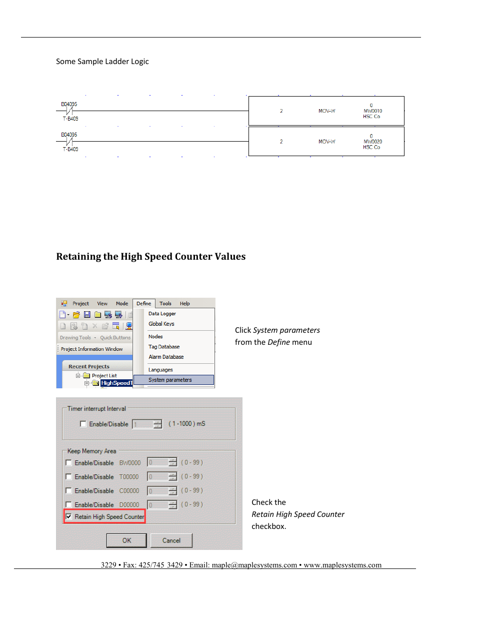 Retaining the high speed counter values | Maple Systems HMC7000 Series User Manual | Page 81 / 82