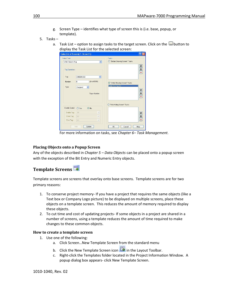 Placing objects onto a popup screen, Template screens, How to create a template screen | Maple Systems MAPware-7000 User Manual | Page 100 / 336