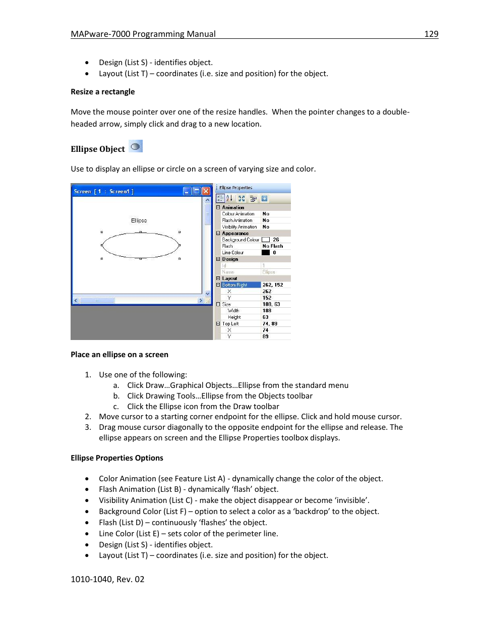 Ellipse object | Maple Systems MAPware-7000 User Manual | Page 129 / 336