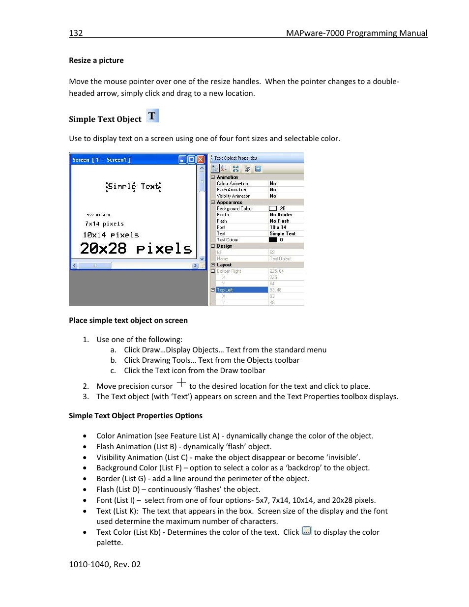Simple text object | Maple Systems MAPware-7000 User Manual | Page 132 / 336