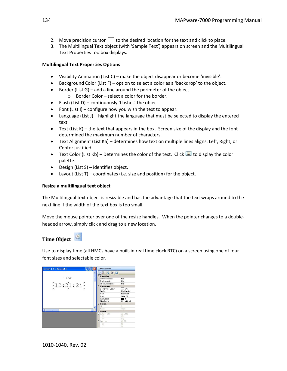 Time object | Maple Systems MAPware-7000 User Manual | Page 134 / 336