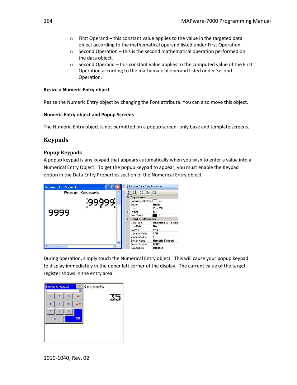 Keypads, Popup keypads | Maple Systems MAPware-7000 User Manual | Page 164 / 336