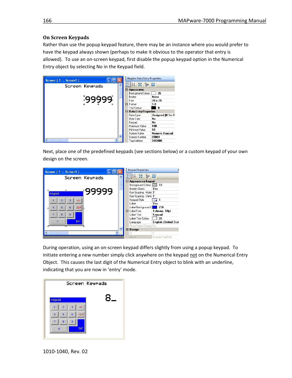 On screen keypads | Maple Systems MAPware-7000 User Manual | Page 166 / 336