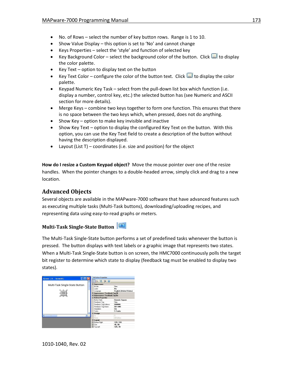 Advanced objects, Multi-task single-state button | Maple Systems MAPware-7000 User Manual | Page 173 / 336