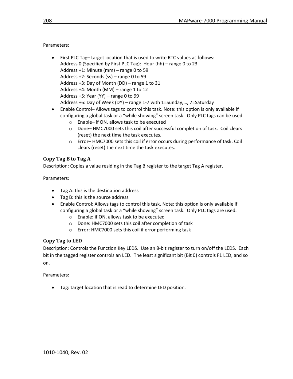 Copy tag b to tag a, Copy tag to led | Maple Systems MAPware-7000 User Manual | Page 208 / 336