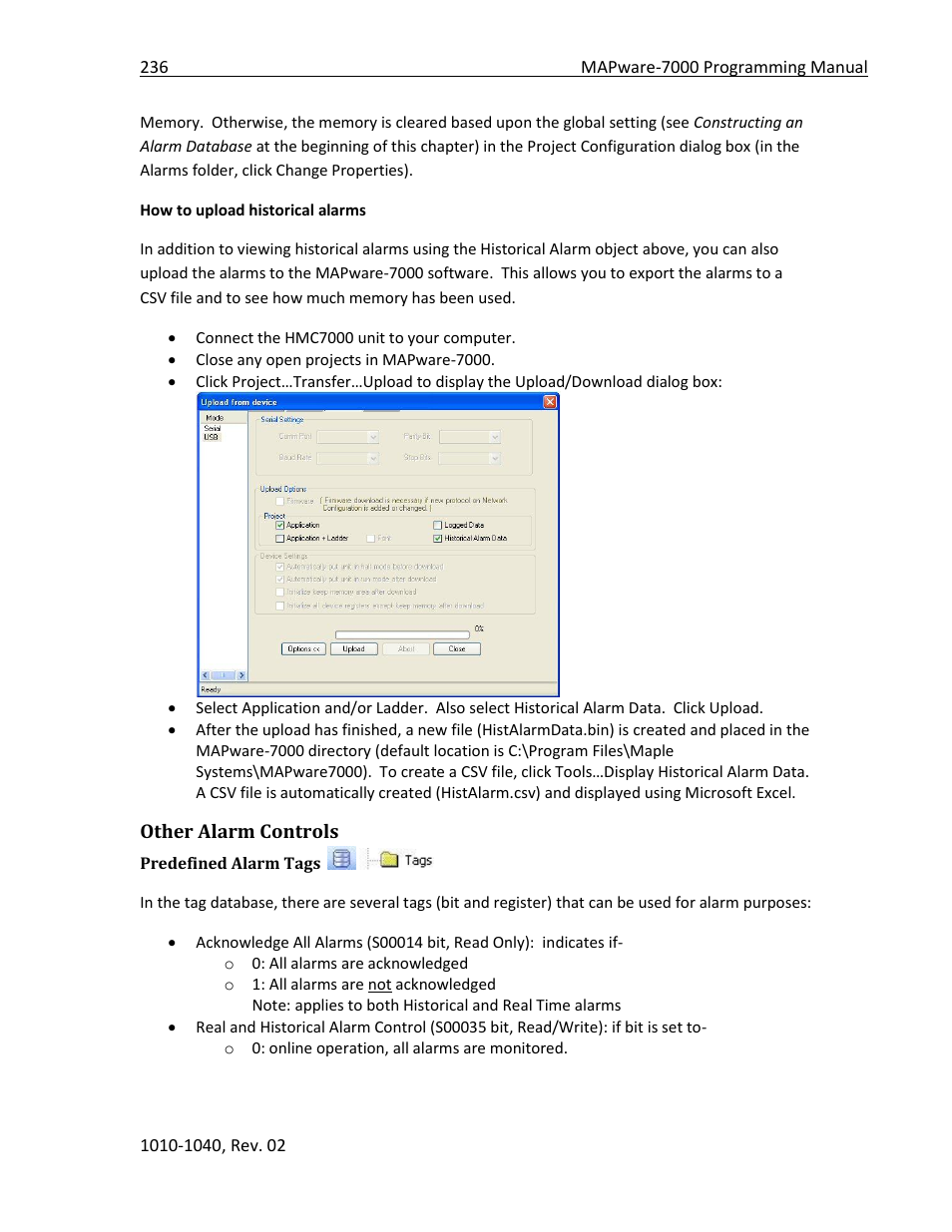 Other alarm controls, Predefined alarm tags | Maple Systems MAPware-7000 User Manual | Page 236 / 336