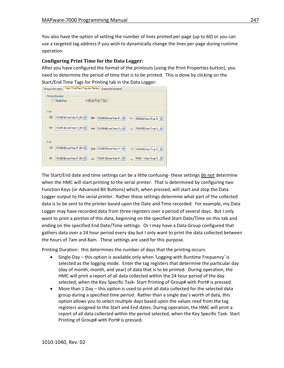 Configuring print time for the data logger | Maple Systems MAPware-7000 User Manual | Page 247 / 336