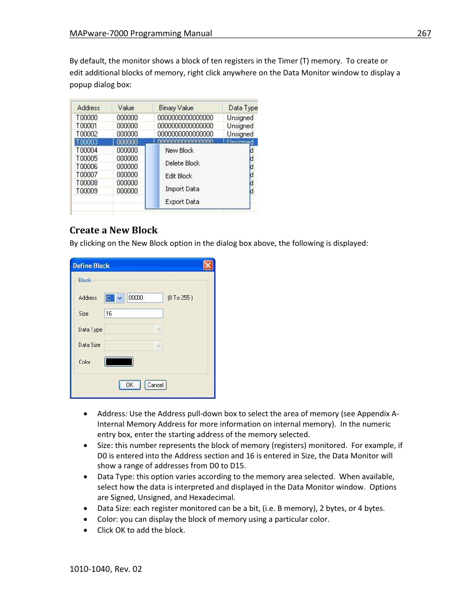 Create a new block | Maple Systems MAPware-7000 User Manual | Page 267 / 336