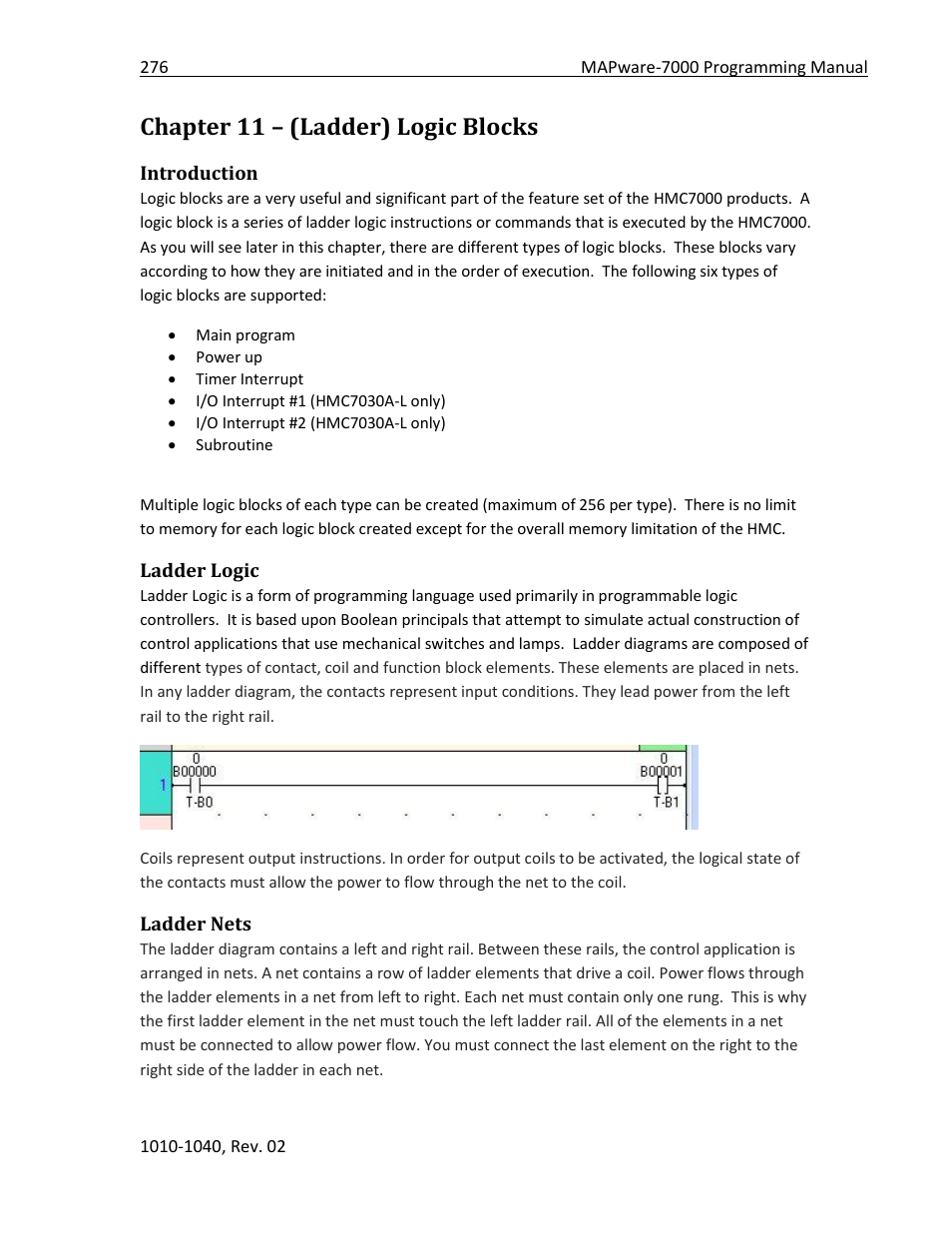 Chapter 11 – (ladder) logic blocks, Introduction, Ladder logic | Ladder nets | Maple Systems MAPware-7000 User Manual | Page 276 / 336