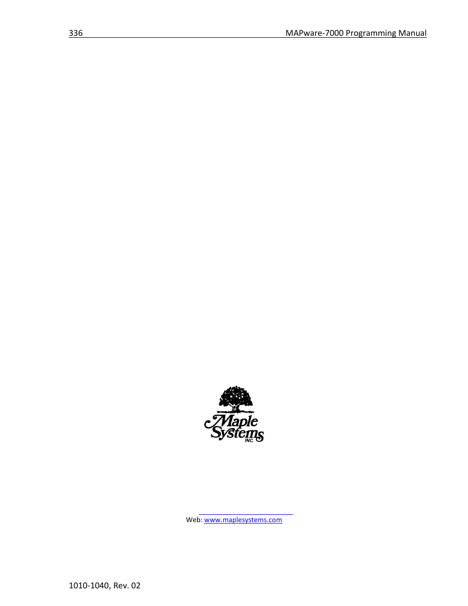 Maple Systems MAPware-7000 User Manual | Page 336 / 336