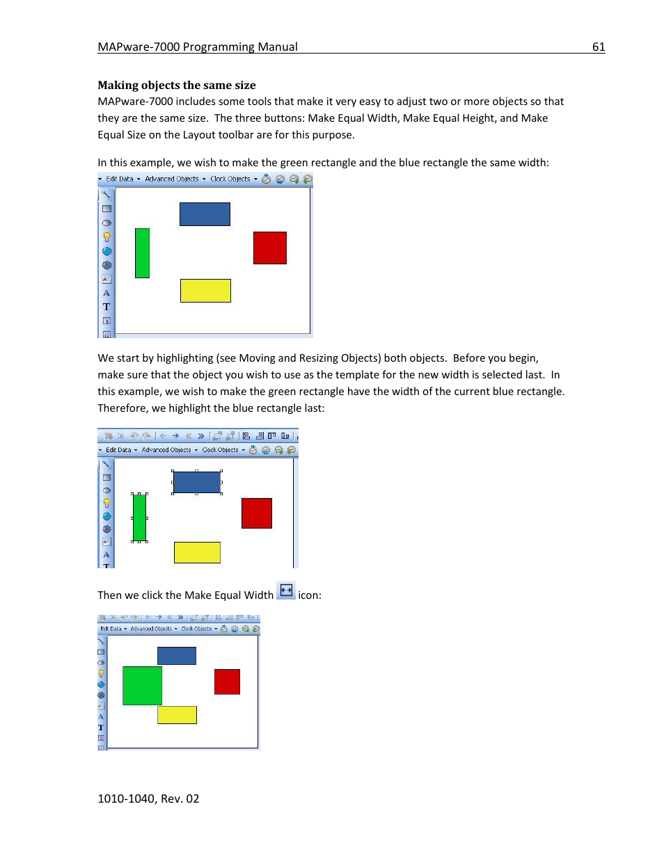 Making objects the same size | Maple Systems MAPware-7000 User Manual | Page 61 / 336