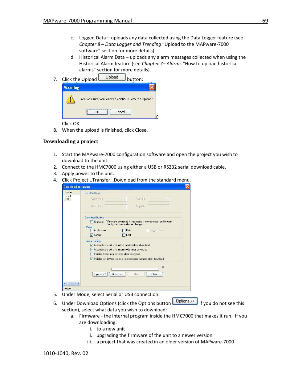 Downloading a project | Maple Systems MAPware-7000 User Manual | Page 69 / 336