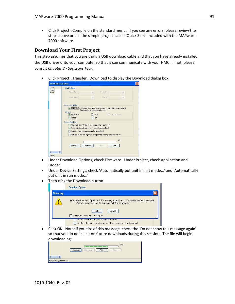 Download your first project | Maple Systems MAPware-7000 User Manual | Page 91 / 336