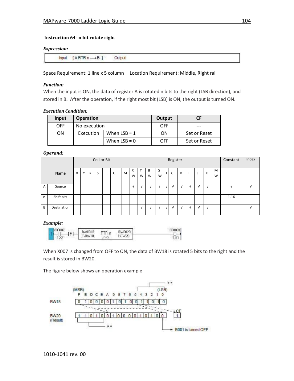 Instruction 64- n bit rotate right | Maple Systems MAPware-7000 User Manual | Page 112 / 190