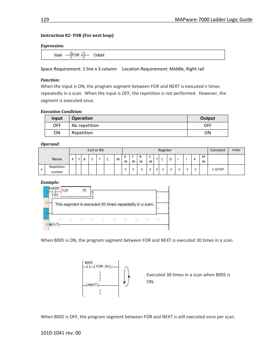 Instruction 82- for (for next loop) | Maple Systems MAPware-7000 User Manual | Page 137 / 190
