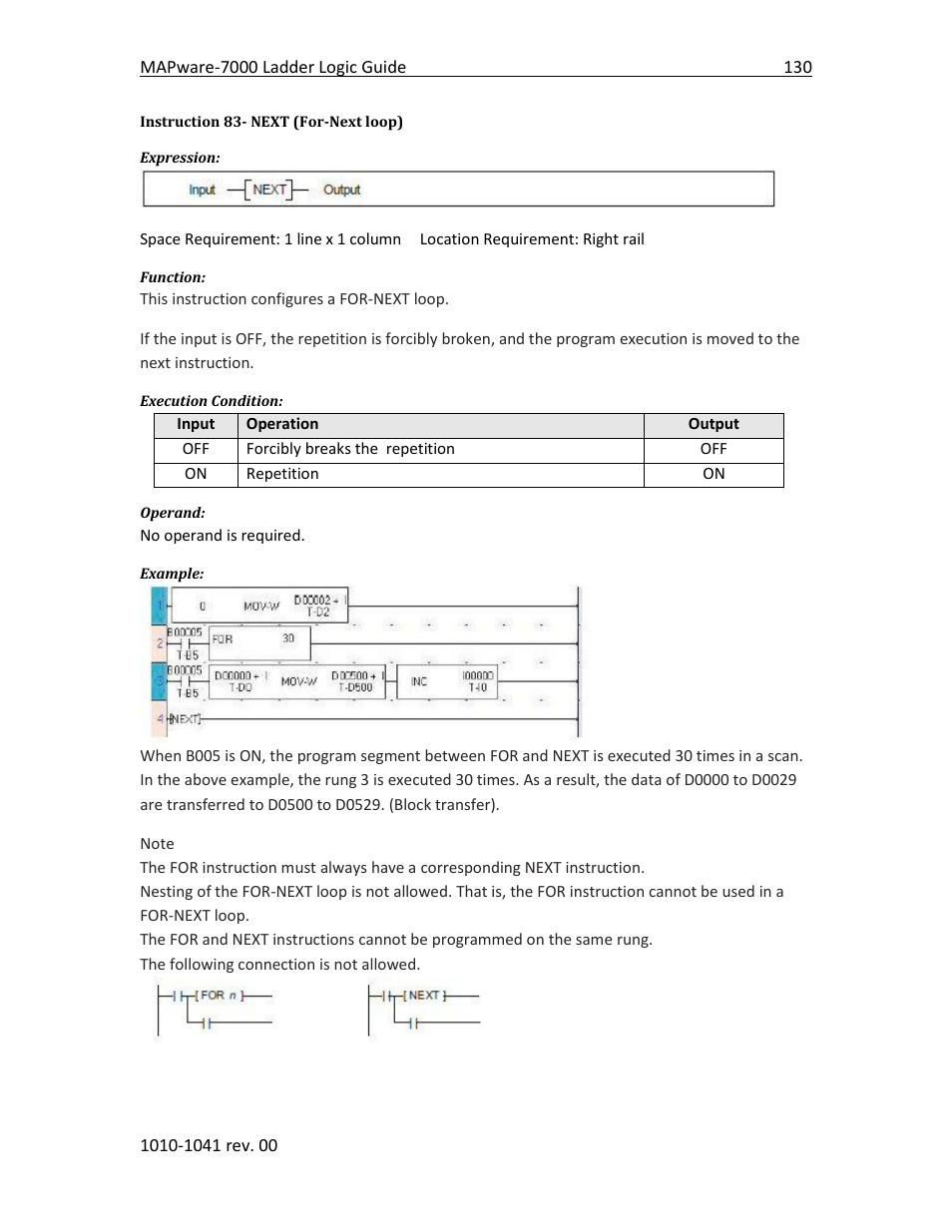 Instruction 83- next (for-next loop) | Maple Systems MAPware-7000 User Manual | Page 138 / 190