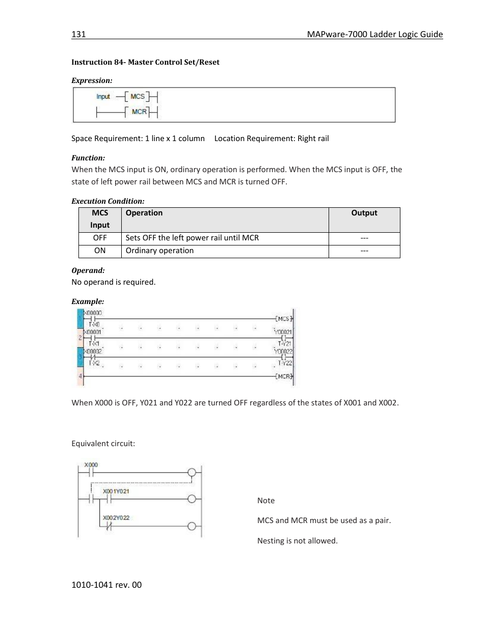 Instruction 84- master control set/reset | Maple Systems MAPware-7000 User Manual | Page 139 / 190