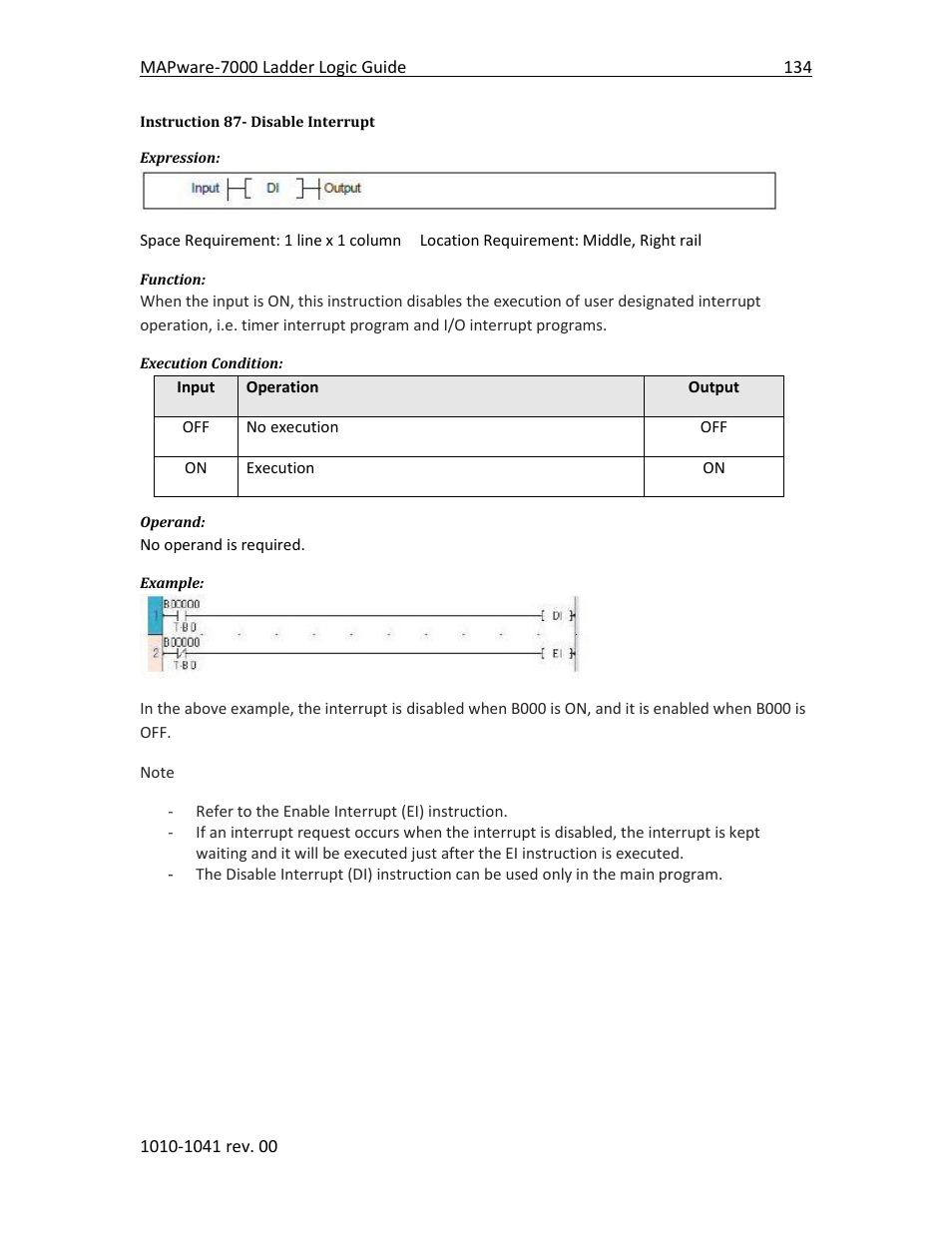 Instruction 87- disable interrupt | Maple Systems MAPware-7000 User Manual | Page 142 / 190