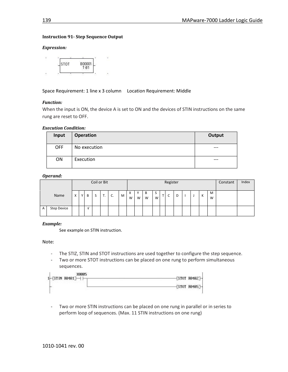 Instruction 91- step sequence output | Maple Systems MAPware-7000 User Manual | Page 147 / 190