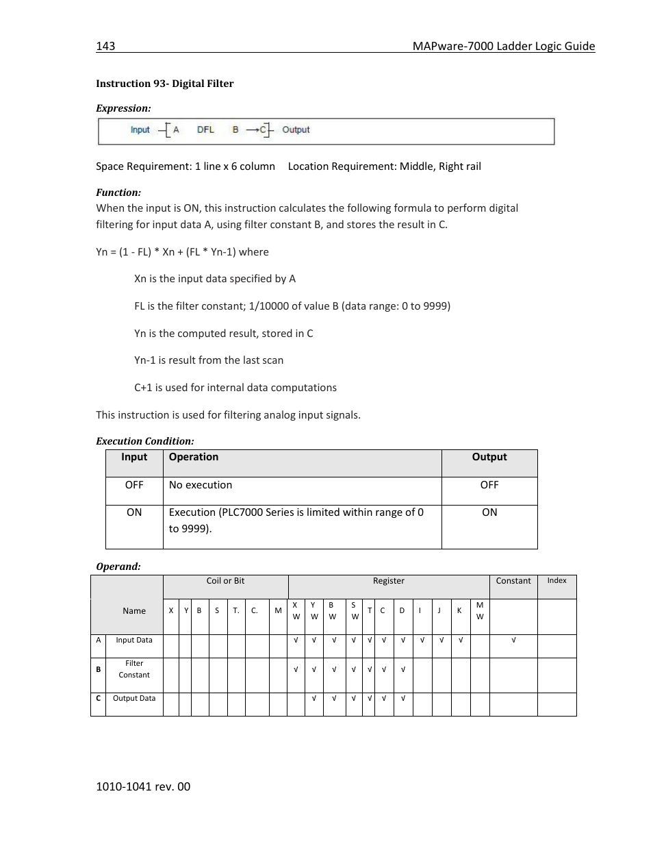 Instruction 93- digital filter | Maple Systems MAPware-7000 User Manual | Page 151 / 190