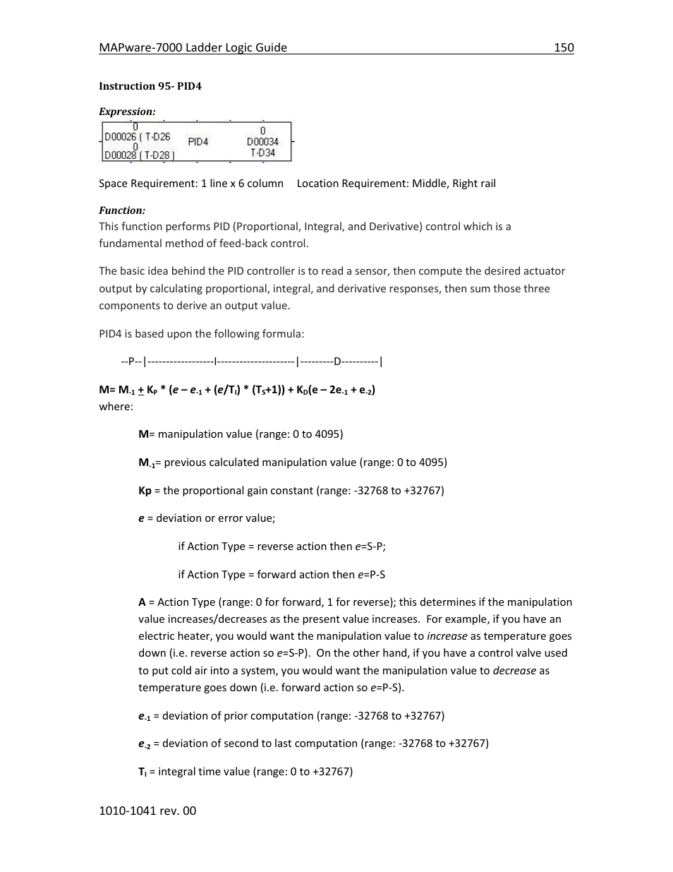 Instruction 95- pid4 | Maple Systems MAPware-7000 User Manual | Page 158 / 190