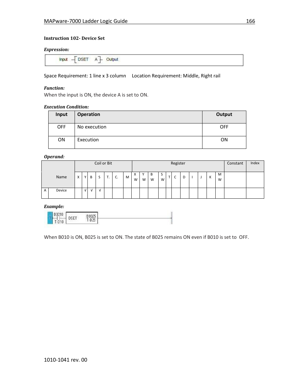 Instruction 102- device set | Maple Systems MAPware-7000 User Manual | Page 174 / 190