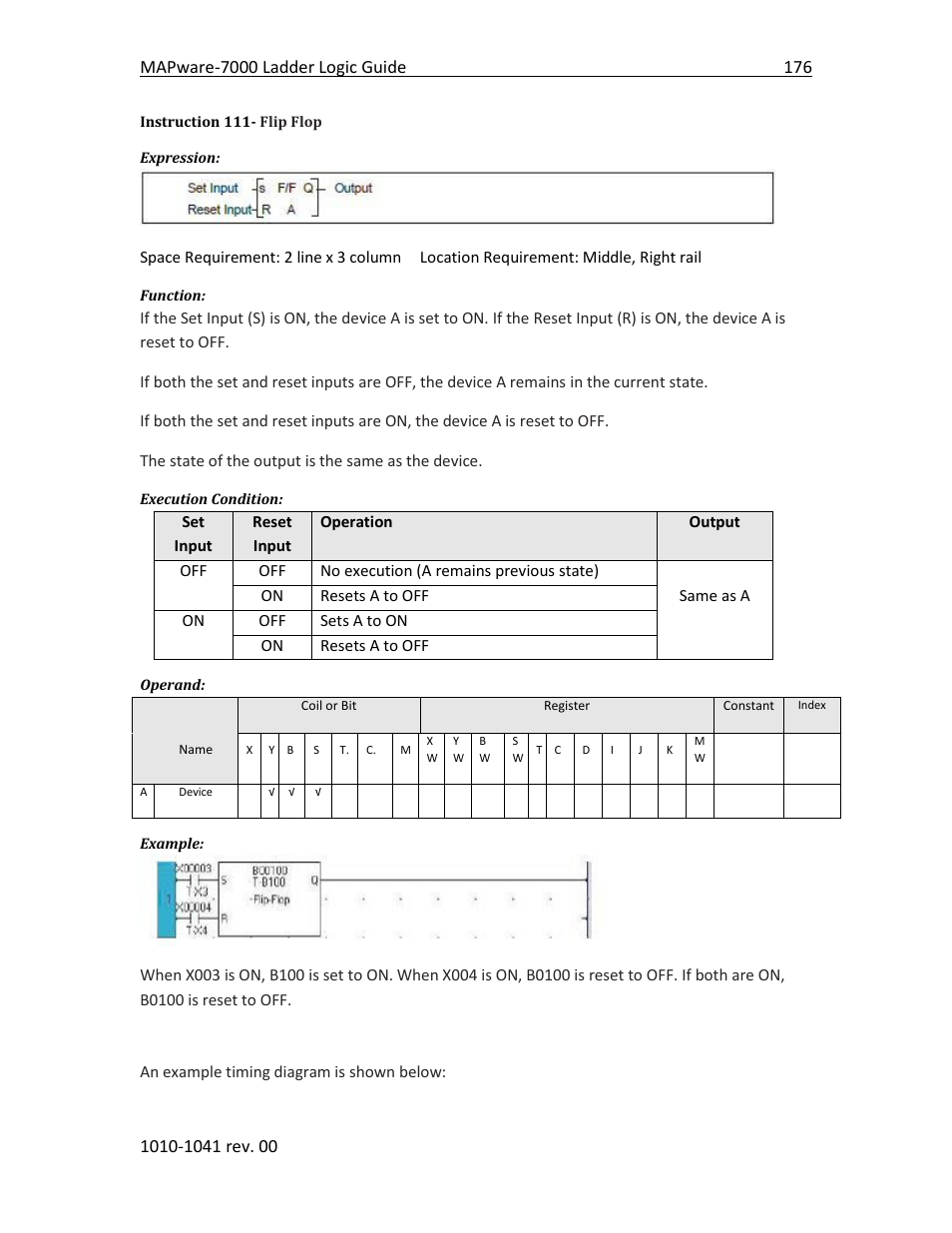 Instruction 111- flip flop | Maple Systems MAPware-7000 User Manual | Page 184 / 190